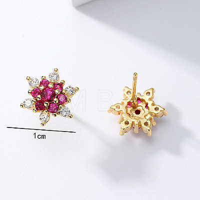 Brass Micro Pave Cubic Zirconia Stud Earrings for Women SS9971-1
