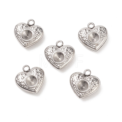 304 Stainless Steel Heart Charms Rhinestone Settings X-STAS-E083-13P-1