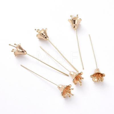 Brass Flower Shape Head Pins KK-E783-10G-1