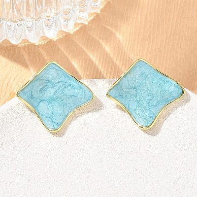 Brass Enamel Stud Earrings for Women KK-CBA760A-07G-03-1