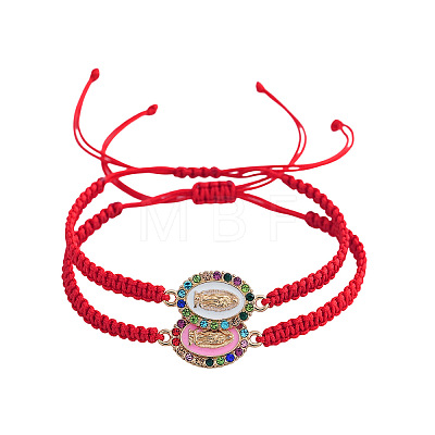 2Pcs 304 Stainless Steel & Rhinestones & Resin Link Bracelets BX1909-3-1