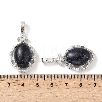 Synthetic Blue Goldstone Oval Pendants G-NH0025-15P-04-1