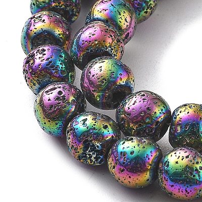 Electroplated Natural Lava Rock Beads Strands G-A251-B01-01I-1