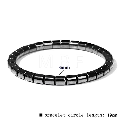 Synthetic Non-magnetic Hematite Beads Stretch Bracelets for Men RL7655-5-1