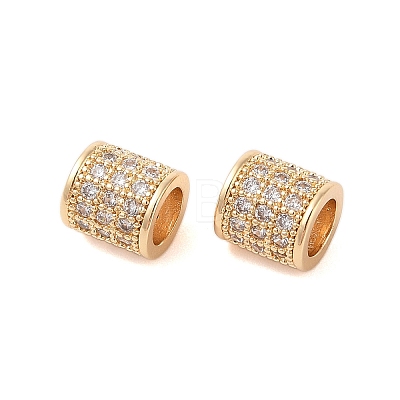 Brass Micro Pave Clear Cubic Zirconia European Beads KK-B100-013G-1