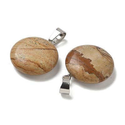 Natural Picture Jasper Pendants G-B127-14P-05-1