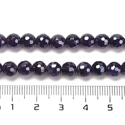 Electroplated Natural Amethyst Round Beads Strands G-L598-A05-01-1