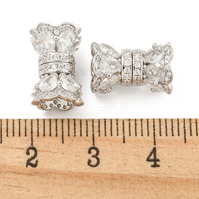 925 Sterling Silver Micro Pave Clear Cubic Zirconia Screw Clasps STER-U001-02P-1