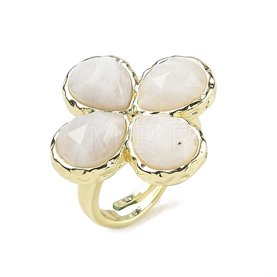 Natural Gemstone Faceted Adjustable Finger Rings for Women RJEW-A092-01G-1