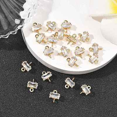 SHEGRACE Brass Pave Cubic Zirconia Rectangle Connector Charms XGRQ2O372-438A-G-1