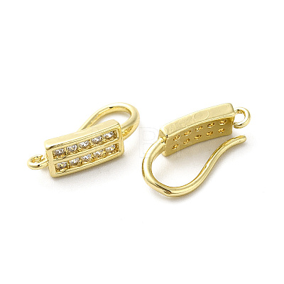 Brass Micro Pave Clear Cubic Zirconia Earring Hooks ZIRC-R112-03G-1