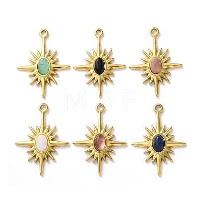 Natural Mixed Stone Oval Pendants STAS-Z099-13G-1