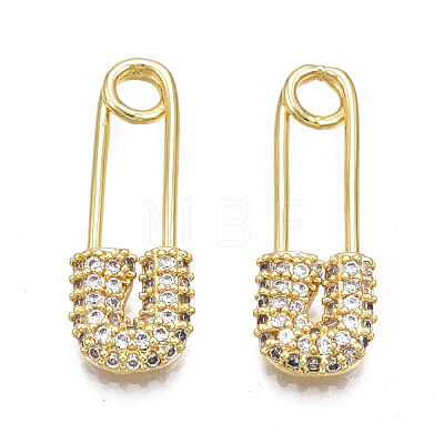 Brass Micro Pave Clear Cubic Zirconia Pendants ZIRC-T015-004G-NF-1