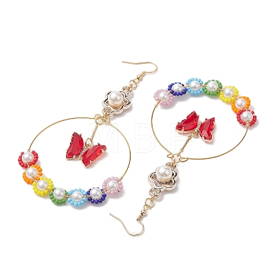 Glass Beads Pendant Dangle Earring EJEW-MZ00137-1