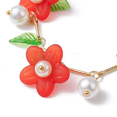 Acrylic Flower & Glass Pearl Charm Bracelets BJEW-JB10054-04-1