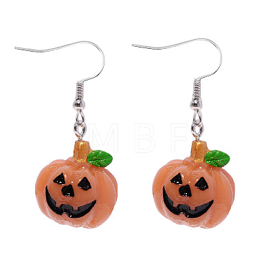 Halloween Pumpkin Plastic & Resin Dangle Earrings FS-WGC9740-01-1