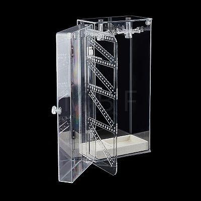 Rectangle Plastic Jewelry Organizer Storage Box with 24 Hooks OBOX-WH0001-06-1