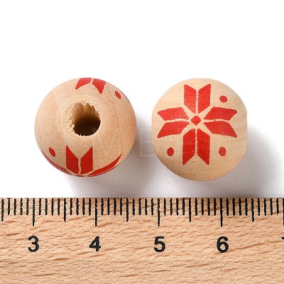 Printed Wood European Beads WOOD-Z002-08I-1