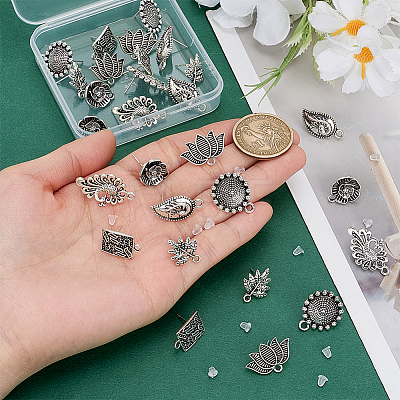 28Pcs 7 Styles Tibetan Style Alloy Stud Earring Findings TIBE-PH0002-61-1