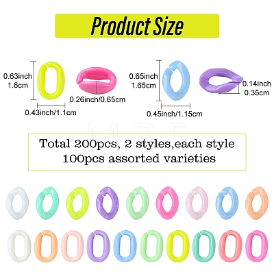 200Pcs 2 Styles Opaque Acrylic Linking Rings OACR-YW0002-05-1