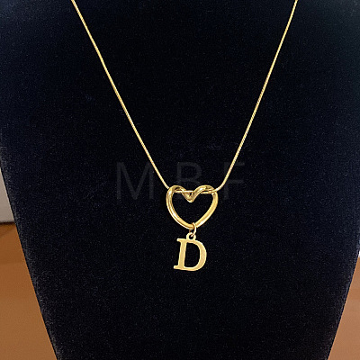 304 Stainless Steel Heart with Initial Pendant Necklaces for Women FS-WG4DC9E-04-1