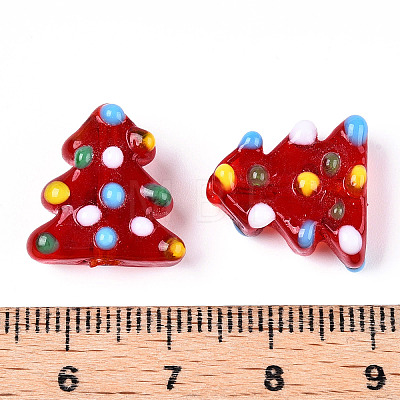 Christmas Theme Handmade Lampwork Bumpy Beads LAMP-G142-06A-1