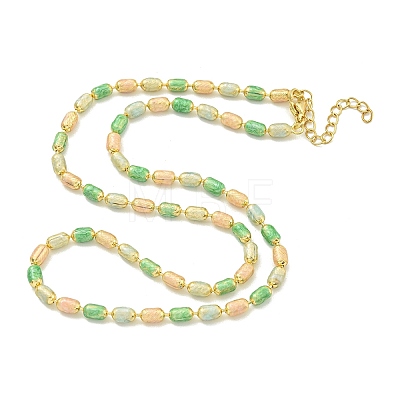 Brass Enamel Column Link Chain Necklaces NJEW-H039-14G-1