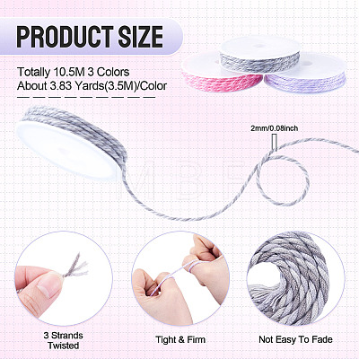 10.5M 3 Colors Braided Polyester Cord OCOR-TA0003-83A-1
