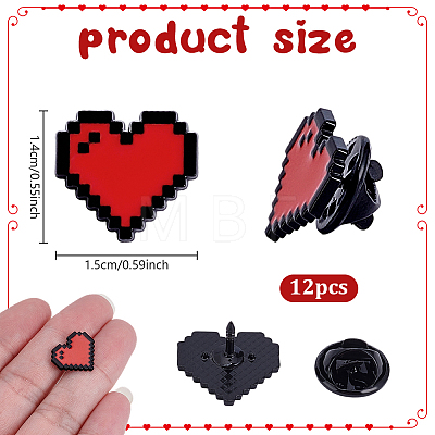 12Pcs Heart Alloy Enamel Lapel Pin Backs for Backpack Clothes JEWB-NB0001-29-1