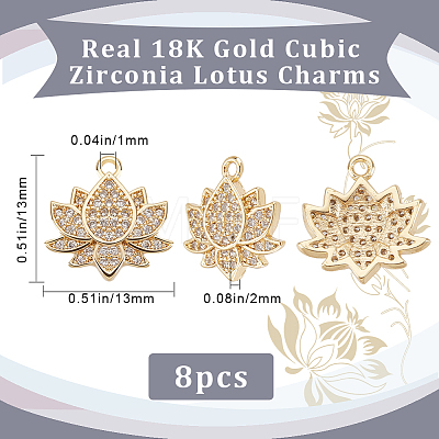 8Pcs Brass Micro Pave Cubic Zirconia Charms ZIRC-BBC0002-01-1
