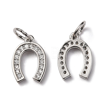 CZ Brass Micro Pave Cubic Zirconia Horse Shoe Charms ZIRC-L018-13P-1