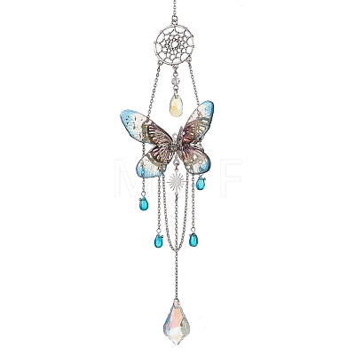 Stainless Steel Resin Butterfly Suncatcher HJEW-TA00452-03-1