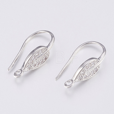 Brass Micro Pave Cubic Zirconia Earring Hooks ZIRC-K075-38P-1