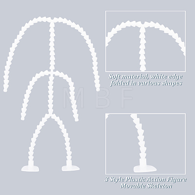 GOMAKERER 3Pcs 3 Styles Plastic Action Figure Movable Skeleton DIY-GO0001-06-1
