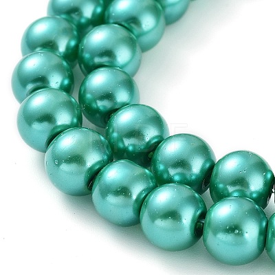 Baking Painted Pearlized Glass Pearl Round Bead Strands X-HY-Q330-8mm-29-1