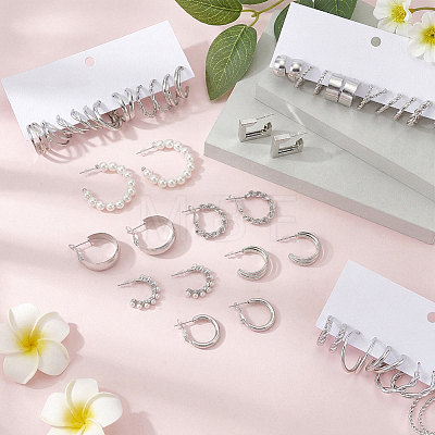 24 Pairs Zinc Alloy Stud Earring & Hoop Earring Sets EJEW-UN0005-42A-1