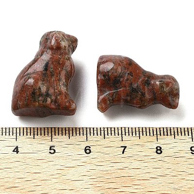 Natural Sesame Jasper Carved Dog Figurines DJEW-L023-A02-1