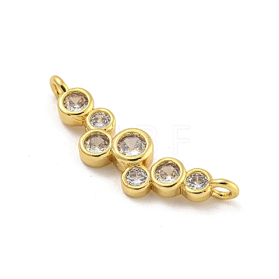 Rack Plating Brass Pave Cubic Zirconia Flat Round Connector Charms KK-G513-10G-1