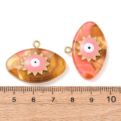 304 Stainless Steel Resin Pendants STAS-F352-07D-05-1