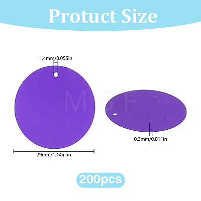 200Pcs PVC Paillette/Sequin Pendants FIND-HY0005-22A-1