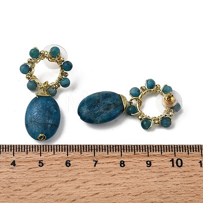 Natural Apatite Dangle Stud Earrings EJEW-G454-01G-06-1