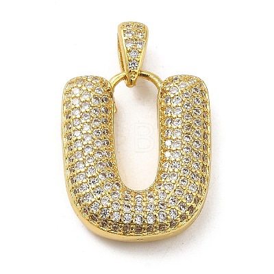 Brass Micro Pave Cubic Zirconia Pendants KK-E061-03G-21-1