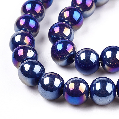 Electroplate Opaque Glass Beads Strands LS-GLAA-T032-P10mm-AB03-1
