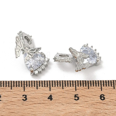 Brass Pave Clear Cubic Zirconia Pendants KK-D228-13P-1