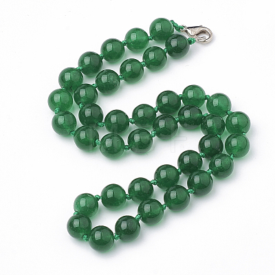 10MM Round Dyed Natural White Jade Beaded Necklaces NJEW-S404-18-01-1