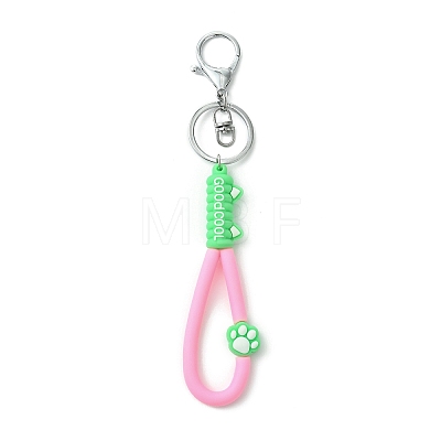 Cat Paw Print PVC & Iron Alloy Lobster Claw Clasp Keychain KEYC-JKC01104-05-1