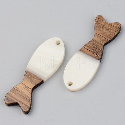 Opaque Resin & Walnut Wood Pendants RESI-S389-054A-C04-1