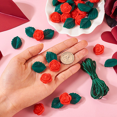DIY Rose Flower Nursing Necklaces Making Kit for Kids Chewing Teething DIY-TA0006-35-1