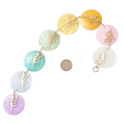 Flat Round Natural Capiz Shell Hanging Suncatchers HJEW-JM04659-1