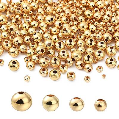 500Pcs 4 Styles Brass Round Spacer Beads KK-CJ0001-79-1